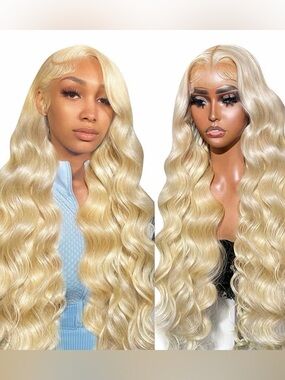 30” Blonde‎ 613 Body Wave 13x6 Lace Front Wig Human Hair 200% Density #220